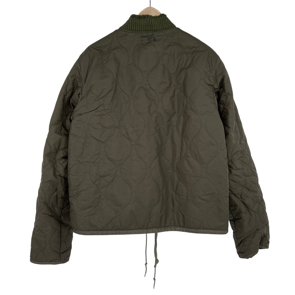 Y2K Abercrombie & Fitch A92 Mens Quilted Sherpa‎ Bomber Jacket Military Field - Picture 2 of 10